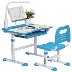 Комплект Anatomica Avgusta: детская парта со стулом и лампой клен/голубой