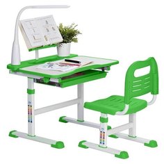 Комплект Anatomica Avgusta: детская парта со стулом и лампой белый/зеленый