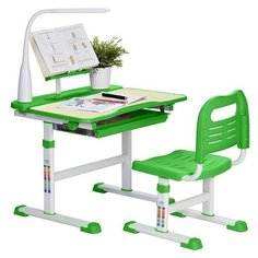Комплект Anatomica Avgusta: детская парта со стулом и лампой клен/зеленый