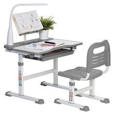 Комплект Anatomica Avgusta: детская парта со стулом и лампой белый/серый