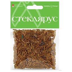 Стеклярус прозрачный, 6 мм, 60 грамм (золотой №2) Альт