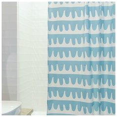Штора для ванной Tkano Popple голубого цвета Cuts&Pieces, 180х200 см