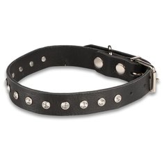 Кожаный ошейник CHOKERZ со стразами для средних и маленьких собак 20 мм 40 см