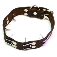 Кожанный строгий ошейник парфорс CHOKERZ премиум хромированный 35 мм 55 см