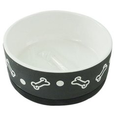 Миска для животных Foxie Bones черная керамическая 15х5,6 см 650мл