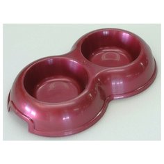 Миска для животных "Homepet", двойная (цвет: красный перламутр), 2х200 мл