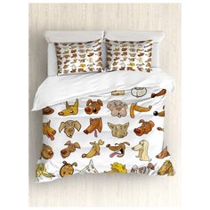 Комплект постельного белья "Эмоциональные песики" (пододеяльник+2 наволочки), Евро (200x220 см) Ambesonne