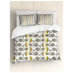 Комплект постельного белья "Ограда с подсолнухами" (пододеяльник+2 наволочки), Евро (200x220 см) Ambesonne