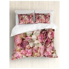 Комплект постельного белья "Розовый букет" (пододеяльник+2 наволочки), Евро (200x220 см) Ambesonne