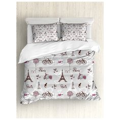 Комплект постельного белья "Парижская романтика", 1,5-спальный (пододеяльник+2 наволочки) Ambesonne