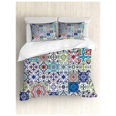 Комплект постельного белья "Цветочные вибрации" (пододеяльник+2 наволочки), Евро (200x220 см) Ambesonne