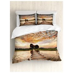 Комплект постельного белья "Мост у деревни" (пододеяльник+2 наволочки), Евро (200x220 см) Ambesonne