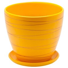 Керамический горшок с подставкой, 1,4л., Д145 Ш145 В130, желт Engard