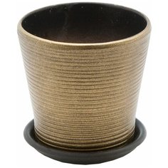 Керамический горшок с подставкой, 0.5л., Д113 Ш113 В105, бронзовый (глянец) Engard