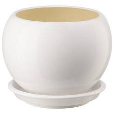 Керамический горшок Шар Глянец с подставкой, 0,4л., белый Вещицы