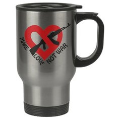 Автомобильная термокружка Make love not war , Нет войне Drabs