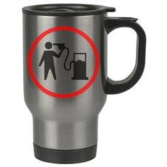 Автомобильная термокружка Мужик на заправке приставляет запровочный пистолет себе к голове Drabs