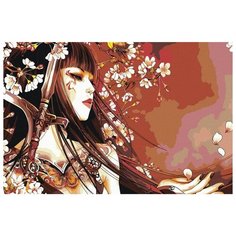 Меч, бабочка и сакура Раскраска картина по номерам на холсте AAAA-FIR115 40х60