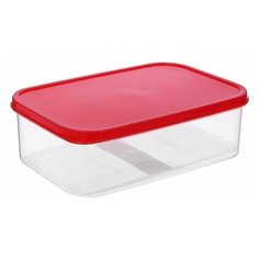 Доляна Контейнер пищевой 1.2 л, 14x20 см, красный/прозрачный