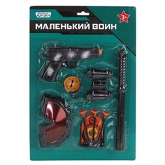 Набор детский игровой, игрушечное оружие "Полиция" КОМПАНИЯ ДРУЗЕЙ, Серия "Маленький воин", пистолет, 3 пули с присосками, мишень, дубинка, защитные очки, бинокль, компас.17*2,5*42,5