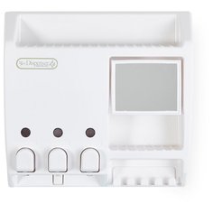 Диспенсер ULTI-MATE для жидкого мыла, геля, шампуня трехкамерный с полочкой, мыльницей и крючками Better Living