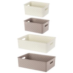 Набор 4-х корзинок 3 л, 3 л, 7,5 л, 7,5 л EL Casa Береста слоновая кость и мокка