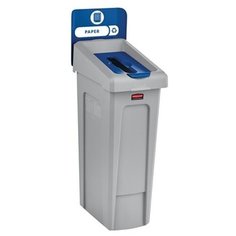 Контейнер Slim Jim для раздельного сбора отходов (для бумаги), 87 л., Серый/Синий, Rubbermaid