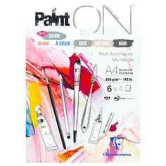 Альбом для смешанных техник 24л., А4, на склейке Clairefontaine "PaintON", 250г/м2, 6 цветов