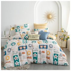 Комплект постельного белья СИТРЕЙД, AR179, Сатин, Евро, наволочки 50x70, 70x70, простыня на резинке 160х200 см