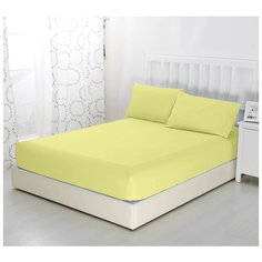 Простыня на резинке Желтая, 200х200х20, трикотаж, 100% хлопок Текс Дизайн