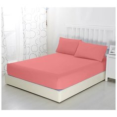 Простыня на резинке Коралловая, 140х200х20, трикотаж, 100% хлопок Текс Дизайн