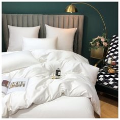 Комплект постельного белья Soft Box Жасмин Семейный, Мако-сатин, простыня на резинке 160х200х30, наволочки 50x70, 70x70