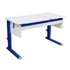 Стол детский Астек-Элара Твин-2 с ящиком 115x58 см белый/белый/синий