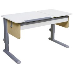 Стол детский Астек-Элара Твин-2 с ящиком 115x58 см белый/береза/серый