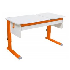 Стол детский Астек-Элара Твин-2 с ящиком 115x58 см белый/белый/оранжевый