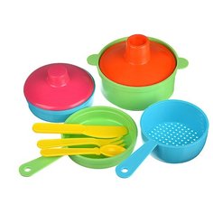 ИГРОЛЕНД Набор посуды в сетке, 6-18 пр., пластик, 25 12 10см