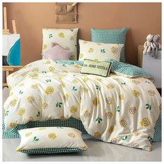 Постельное белье СИТРЕЙД LR-327, евростандарт, Сатин, простыня на резинке 160х200х25 см, наволочки 50х70 и 70x70 см