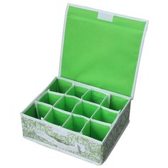 КОРОБКА ДЛЯ ХРАН. НИЖНЕГО БЕЛЬЯ С КРЫШКОЙ 28*23*10 CM (12 ЯЧЕЕК 7*7 СМ) (1/48)"РЫЖИЙ КОТ" NWH-1