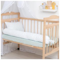 Подушка-бортик Крошка Я Голубые сердечки, 20х120 см, 100% хлопок, искусственный лебяжий пух (4125498)
