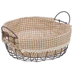 Корзина стеллажная круглая с ручками "Решетка", Д300 Ш300 В110, коричневый Handy Home