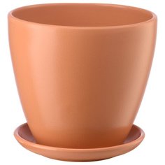 Керамический горшок "Бутон" с подставкой, 1,4л., Д135 Ш135 В130, персиковый Вещицы