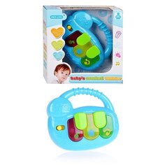 Музыкальная игрушка Tongde Пианино "Е-нотка" голубое, на батарейках, в коробке (382-3649TD/3804-2)