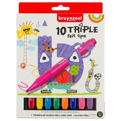 Набор фломастеров Bruynzeel Kids трехгранные 10 цветов, в картонной упаковке.