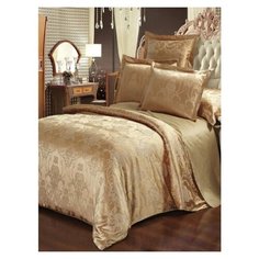 Комплект постельного белья Миланика, Латте, Семейный, Сатин-жаккард, Хлопок, наволочки 70х70 2 шт. 50х70 2 шт. Milanika