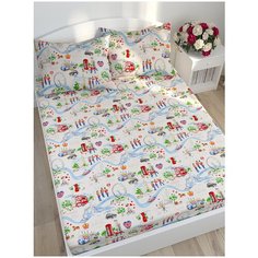 Простынь Сказка "Лондон беж" 150х215 см 1,5-спальная