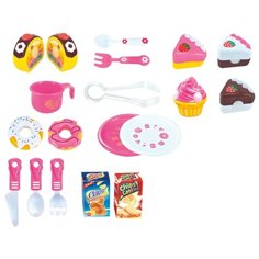Набор посуды с продуктами Altacto "Мечта сладкоежки" (чемодан-стульчик, 19 предметов, розовый) (ALT0201-143)