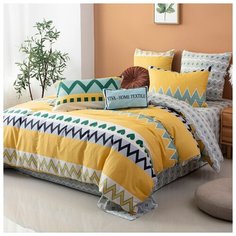 Постельное белье СИТРЕЙД LR-349, евростандарт, Сатин, простыня на резинке 180х200х25 см, наволочки 50х70 и 70x70 см