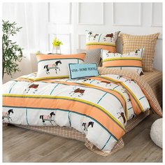 Постельное белье СИТРЕЙД LR-323, семейное, Сатин, простыня на резинке 160х200х25 см, наволочки 50х70 и 70x70 см