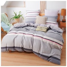 Комплект постельного белья СИТРЕЙД, AR197, Сатин, Евро, наволочки 50x70, 70x70, простыня на резинке 180х200 см