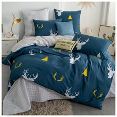 Комплект постельного белья СИТРЕЙД, AR189, Сатин, Евро, наволочки 50x70, 70x70, простыня на резинке 160х200 см